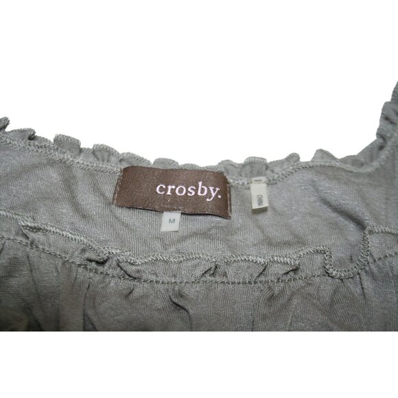 Crosby Smocked Peasant Top Womens M Green Ruched Cap Sleeve Boho Chic Romantic - Picture 3 of 5